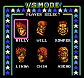 Double Dragon for NES / Famicom - Player select screen for vs. mode.