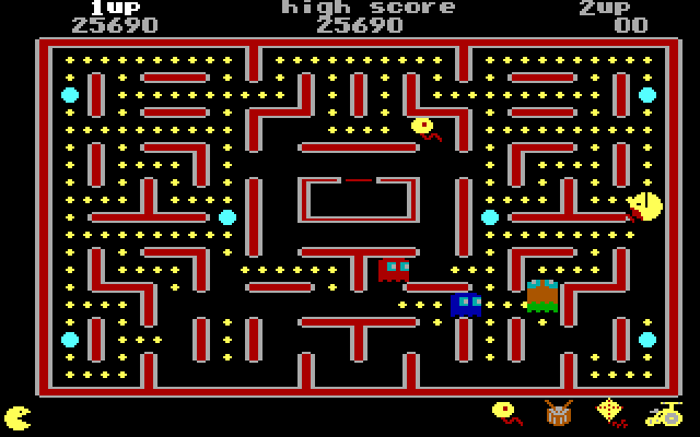 Jr. Pac-Man IBM PC/Compatibles Screenshot: The game gets faster as the levels progress...