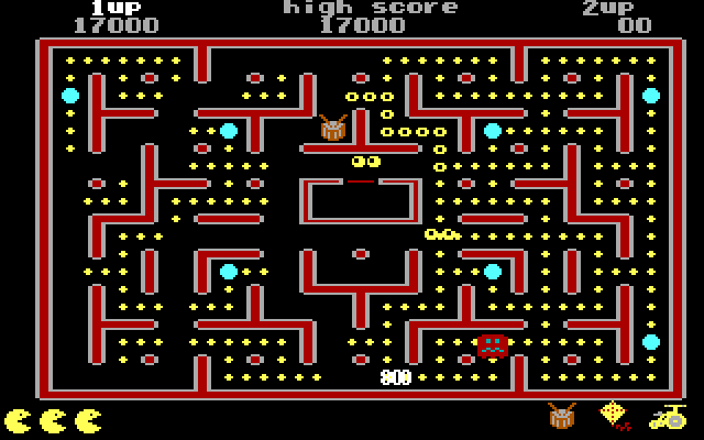 Jr. Pac-Man IBM PC/Compatibles Screenshot: 900 points for eating a ghost!