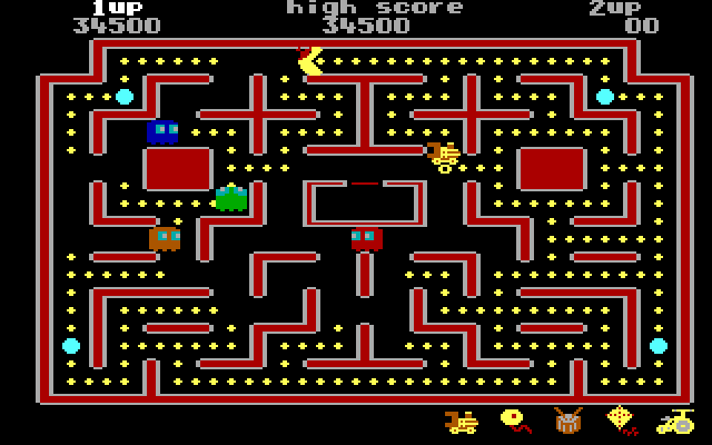 Jr. Pac-Man IBM PC/Compatibles Screenshot: Eat the dots without getting caught by ghosts!
