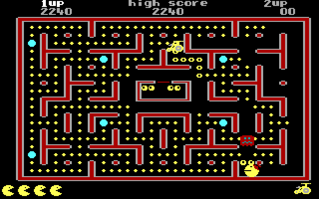 Jr. Pac-Man IBM PC/Compatibles Screenshot: Chasing ghosts...