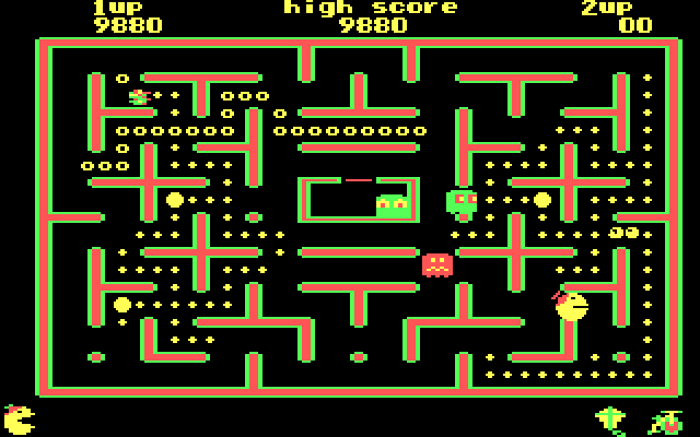 Jr. Pac-Man IBM PC/Compatibles Screenshot: There are several different maze layouts in the game.