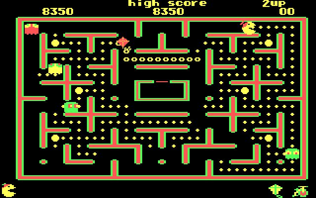 Jr. Pac-Man IBM PC/Compatibles Screenshot: The second level features a kite as a bonus item.