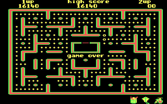 Jr. Pac-Man IBM PC/Compatibles Screenshot: Game over.