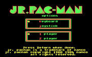 Jr. Pac-Man for IBM PC/Compatibles - Title screen and game options.