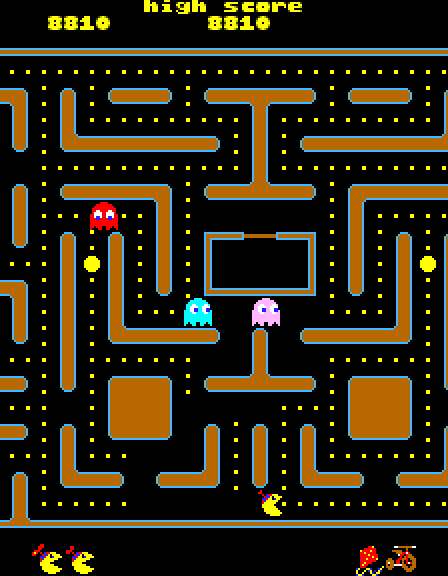 Jr. Pac-Man Arcade Screenshot: There are several different mazes in the game.