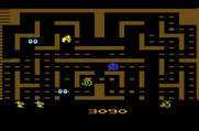 Jr. Pac-Man for Atari 2600 - When the ghosts are blue you can safely eat them.