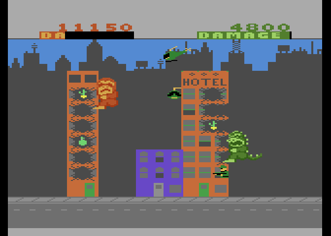 Rampage Atari 7800 Screenshot: Smashing buildings...