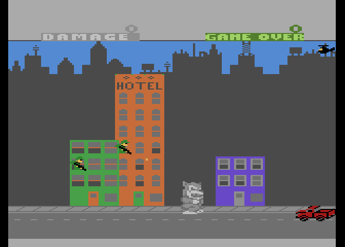Rampage Atari 7800 Screenshot: Starting a 1 player game as Ralph.