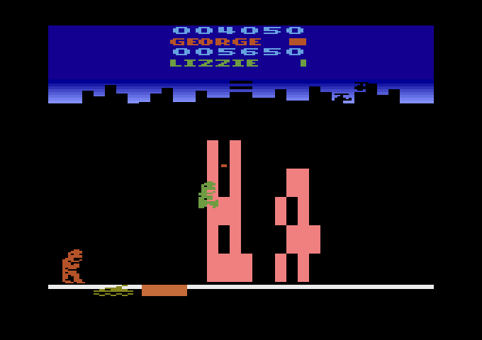 Rampage Atari 2600 Screenshot: Tanks are dangerous, don't get shot!