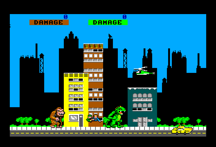 Rampage TRS-80 Color Computer Screenshot: Start of the first city...