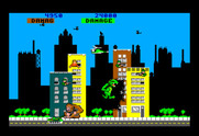 Rampage for TRS-80 Color Computer - Those tanks cause a lot of damage!