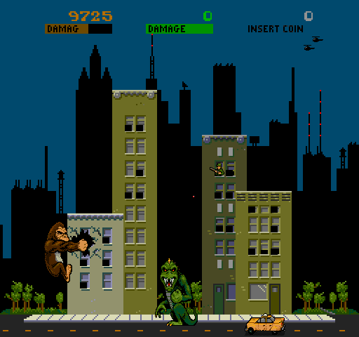 Rampage Arcade Screenshot: Start of round 2.