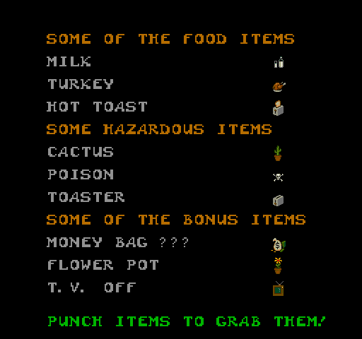 Rampage Arcade Screenshot: Some items you'll find...