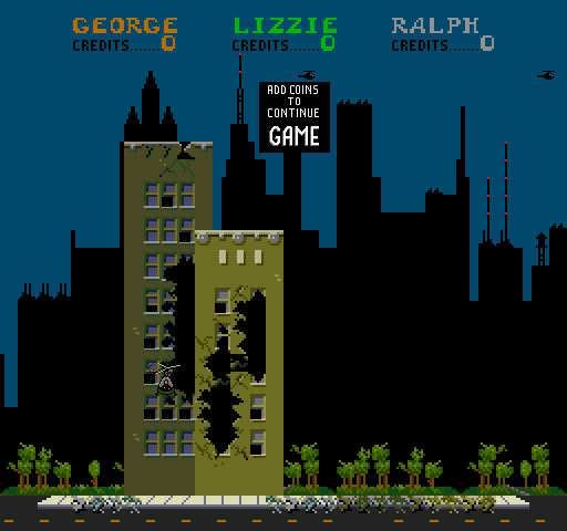 Rampage Arcade Screenshot: Game over.