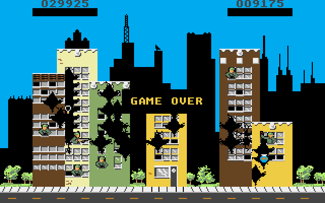 Rampage Amiga Screenshot: Game over.