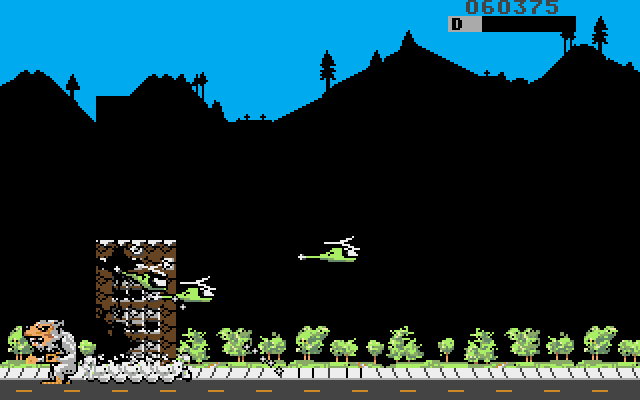 Rampage Amiga Screenshot: The last building crumbles...