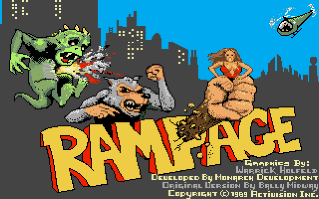 Rampage Amiga Screenshot: Title screen.