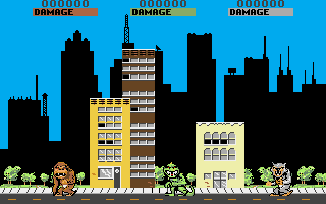 Rampage Amiga Screenshot: Start of the first city.