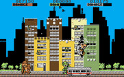 Rampage for Amiga - Smashing the trolley earns bonus points.