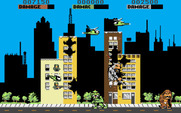 Rampage for Amiga - Smashing some buildings.