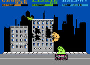 Rampage for Atari 8-bit - Punch the trolley for bonus points.