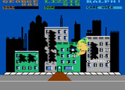 Rampage for Atari 8-bit - Building destruction in progress...