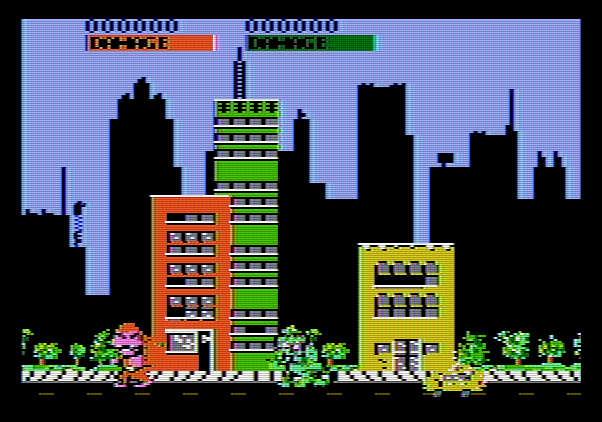 Rampage Apple II Screenshot: Game start.