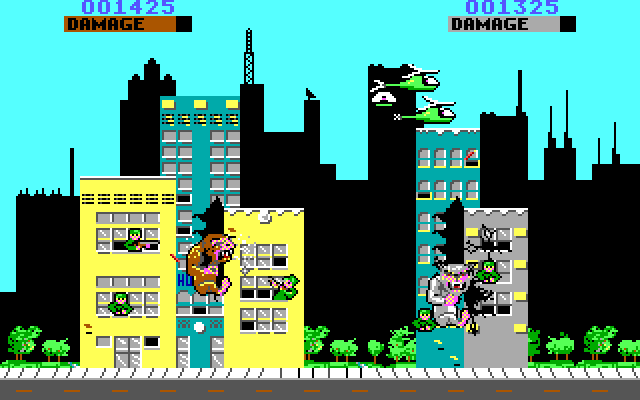 Rampage IBM PC/Compatibles Screenshot: Building demolition..