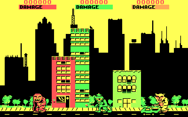 Rampage IBM PC/Compatibles Screenshot: Starting the first level.