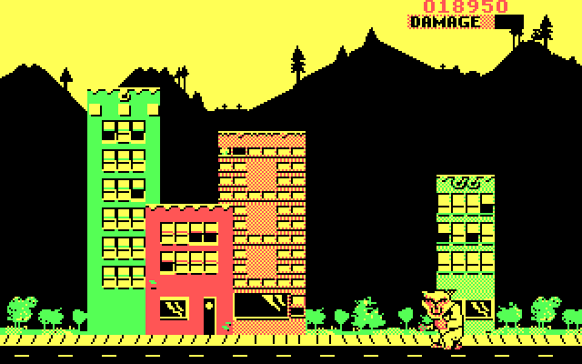 Rampage IBM PC/Compatibles Screenshot: Each level features a different city layout.
