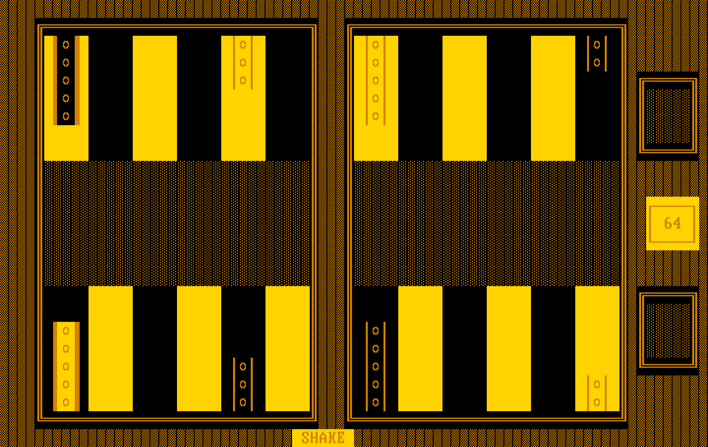 Backgammon Version 5.0 IBM PC/Compatibles Screenshot: Game start.