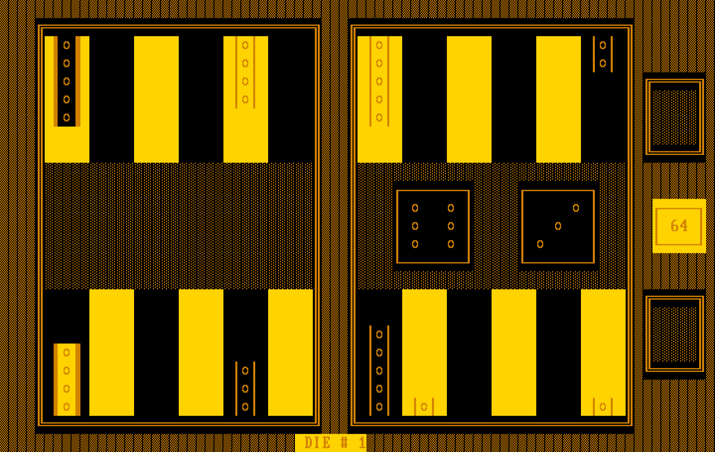 Backgammon Version 5.0 IBM PC/Compatibles Screenshot: Rolling the dice...