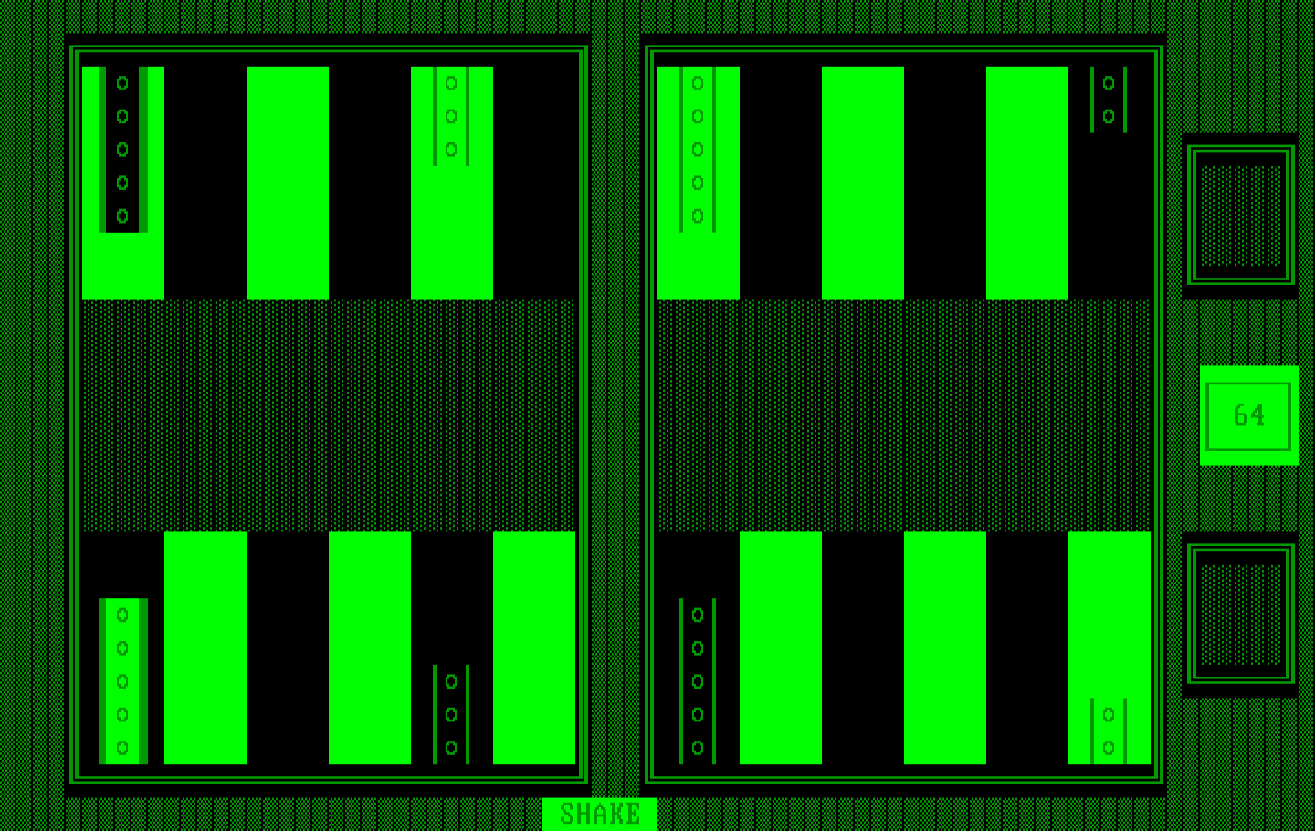 Backgammon Version 5.0 IBM PC/Compatibles Screenshot: Game start.