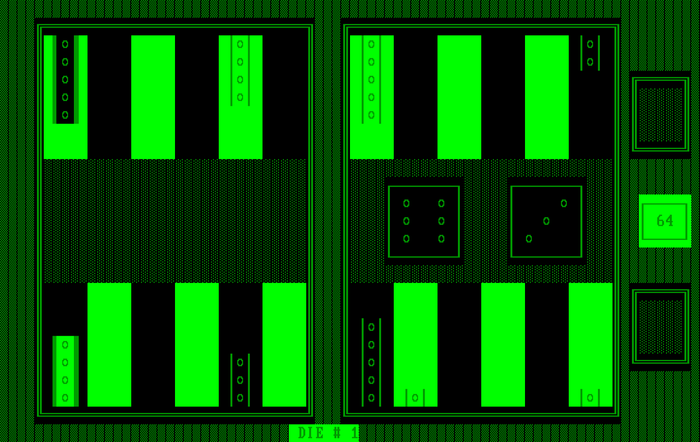 Backgammon Version 5.0 IBM PC/Compatibles Screenshot: Rolling the dice...