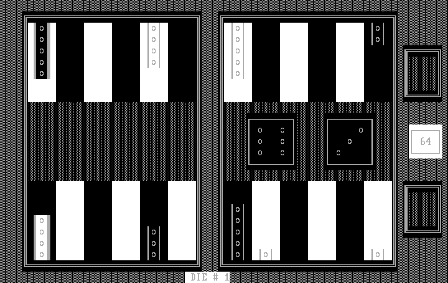 Backgammon Version 5.0 IBM PC/Compatibles Screenshot: Rolling the dice...