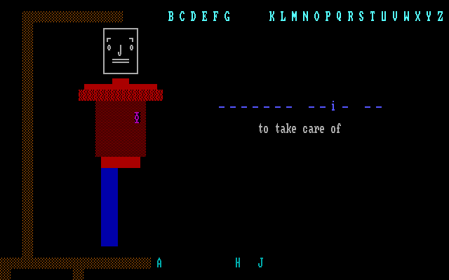 Foreign Language Hangman IBM PC/Compatibles Screenshot: Playing the game.