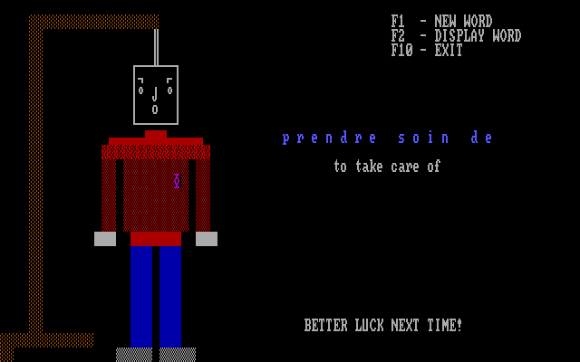 Foreign Language Hangman IBM PC/Compatibles Screenshot: Here's the solution...