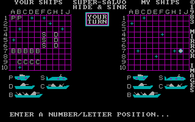 Hide & Sink IBM PC/Compatibles Screenshot: I have one hit so far...