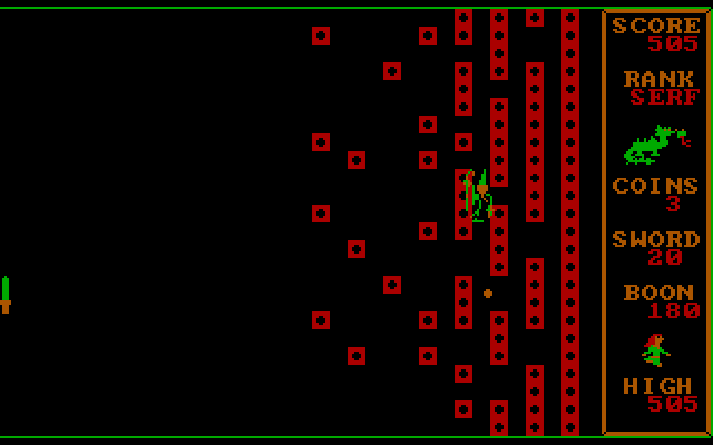Dragons: A Challenge in Chivalry IBM PC/Compatibles Screenshot: Slowly breaking through the castle wall...