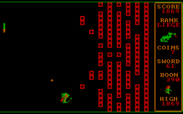 Dragons: A Challenge in Chivalry IBM PC/Compatibles Screenshot: A fire breathing dragon gets in the way on this level!