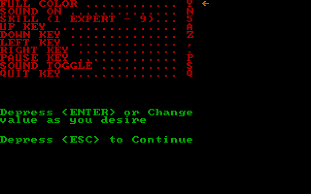 Dragons: A Challenge in Chivalry IBM PC/Compatibles Screenshot: Game options.