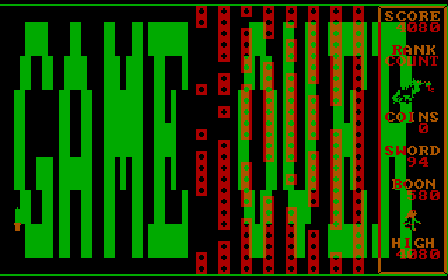 Dragons: A Challenge in Chivalry IBM PC/Compatibles Screenshot: Game over.