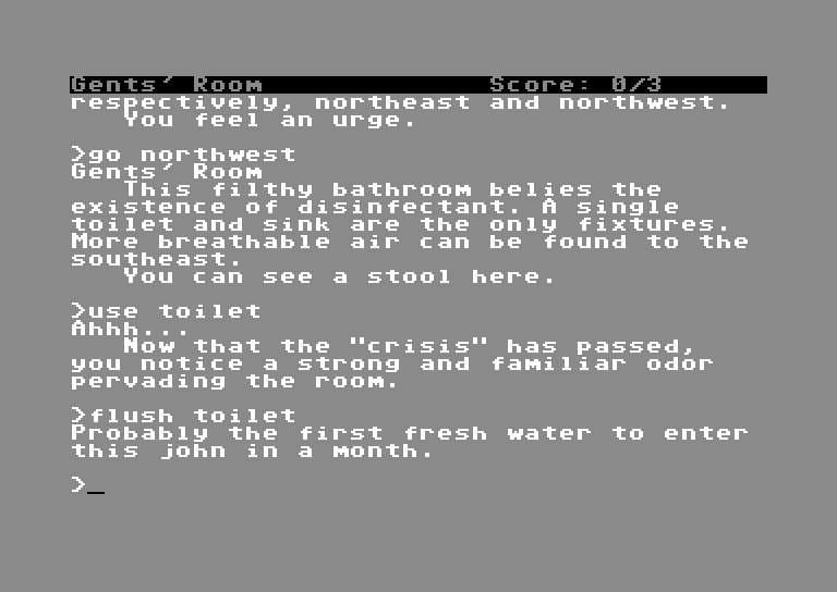 Leather Goddesses of Phobos Commodore 64 Screenshot: The first crisis has passed...
