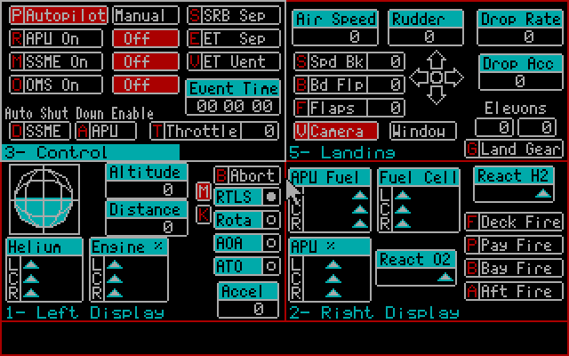 Orbiter IBM PC/Compatibles Screenshot: The orbiter control panel.