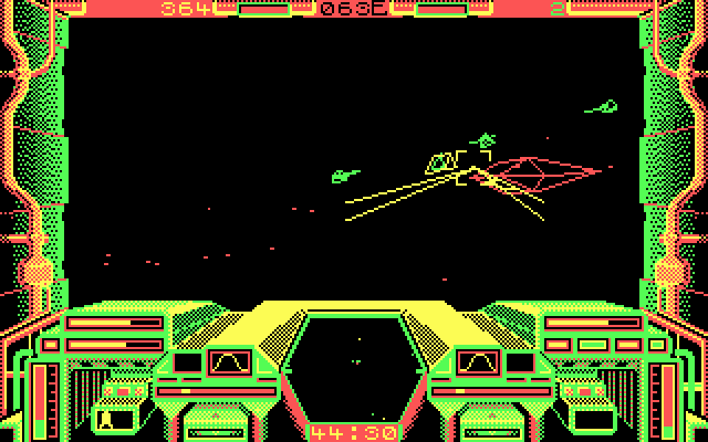 Starglider IBM PC/Compatibles Screenshot: Firing at opponents...