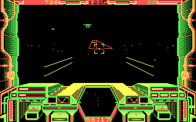 Starglider IBM PC/Compatibles Screenshot: Blasting a target...
