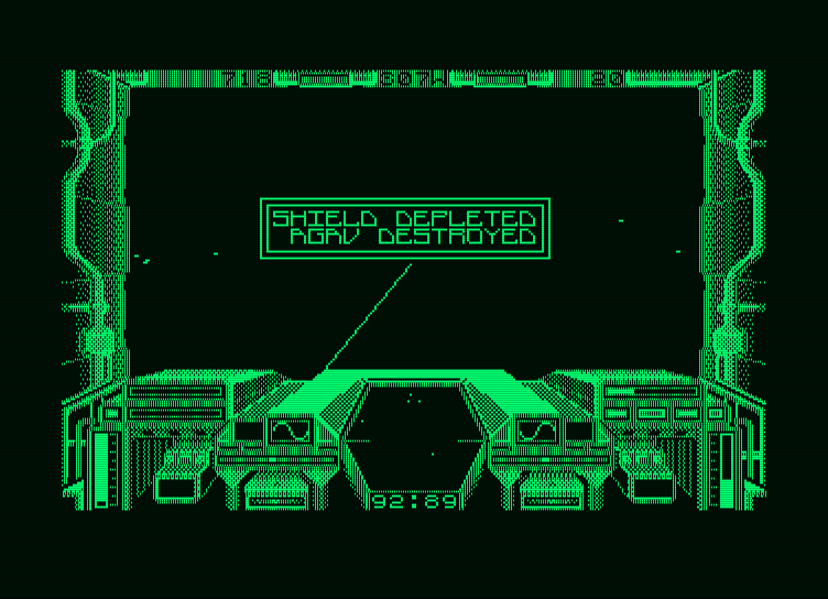 Starglider Amstrad PCW Screenshot: Game over.