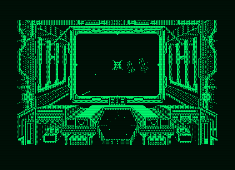 Starglider Amstrad PCW Screenshot: Distance view.