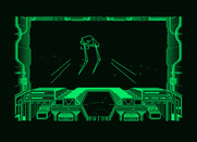 Starglider for Amstrad PCW - Shooting at another walker...